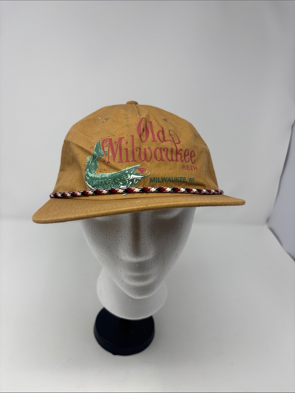 Tan Rope-Trim Snapback Hat